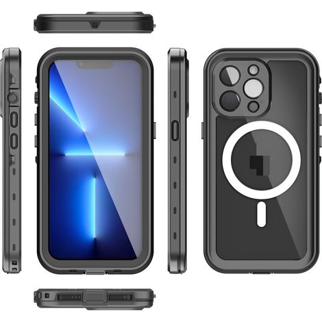 Wasserdichte Handyhülle für iPhone 15 Pro, magnetische Handyhülle, Tauchschutz, wasserdichte/stoßfeste/staubdichte Handyhülle, integrierte Displayschutzfolie, Ganzkörperschutzhülle (schwarz). (1/5)