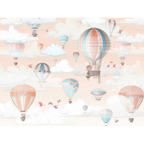 Papier peint panoramique Enfants - Montgolfières - 130 cm x 98 cm (1/2)