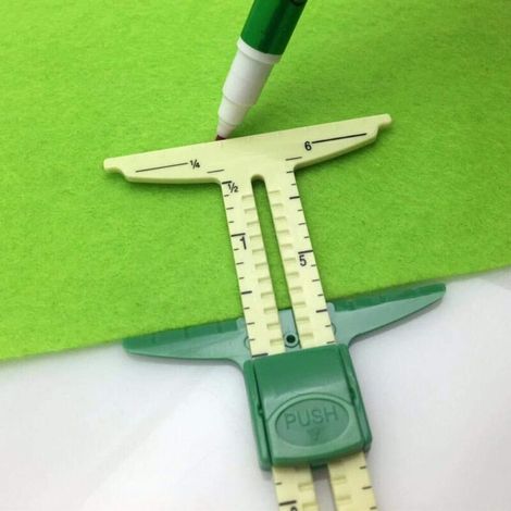 1 règle coulissante en plastique 5 en 1 : couture, patchwork, confection, accessoires pour la maison, entretoises pour œillets, marge de couture, jauge d'ourlet, compas circulaire (1/4)