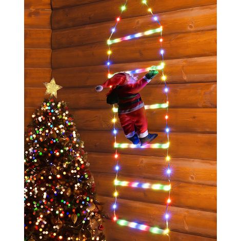 LED-Weihnachtsmann-Leiter 1,5 m, bunte Lichterkette (1/5)