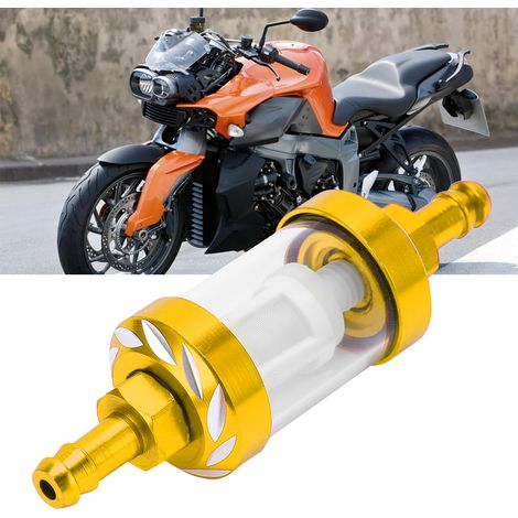 Jeffergarden Remplacement de coque en alliage d'aluminium d'élément de filtre à carburant en verre pour voitures ATV SUVs motos Pit BikesJaune (1/5)
