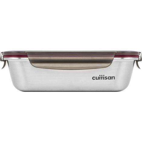 Boîte de conservation 1100ml en inox, compatible micro-onde, four (sans couvercle) lave-vaisselle et congélateur, 22cm x 15,7cm x 6,5cm, Gray (1/5)