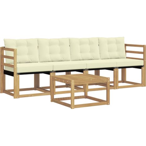 Outdoor Sofa Set with Cushion 5 pcs White and Cream vidaXL (1/5)