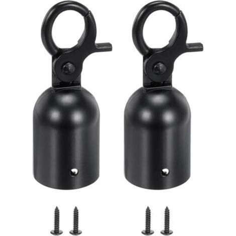 Lot de 2 embouts de corde pour poteau de 2,8 x 8 cm, crochets mousquetons pour barrière de contrôle des foules, séparateur de file d'attente, noir