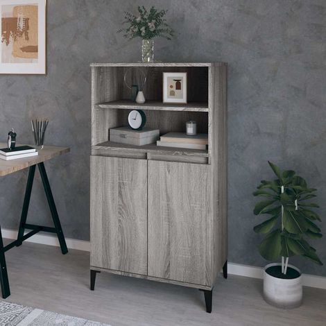 Buffet haut - Armoire de rangement Enfilade Sonoma gris 60x36x110 cm Bois d'ingénierie BV660975 - BonneVie (1/5)