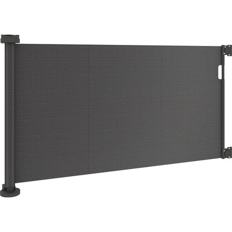 Barrière de sécurité rétractable pour chien avec interrupteur de sécurité pour portes, escaliers, couloirs, 142 x 10 x 87 cm, noire (1/5)