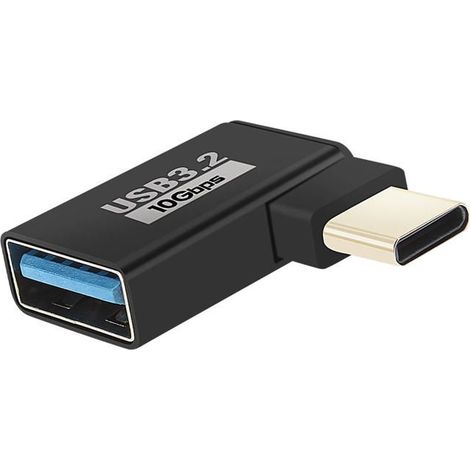 Adaptateur OTG USB femelle vers USB-C mâle Transfert 10 Gbps et Charge LinQ Noir (1/4)