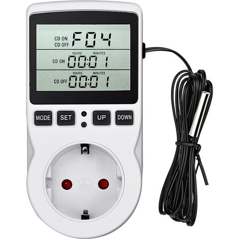 Régulateur de température 230 V - Thermostat numérique - Prise de courant - Pour serre, couverture chauffante, réservoir d'eau