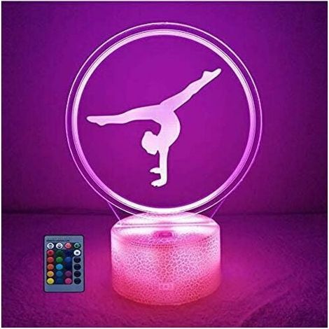 Veilleuse 3D - Lampe LED Illusion Optique - Interrupteur Tactile et Télécommande - 16 Couleurs Réglables - Alimentation USB ou Piles - Pour Chambre Enfant ou Salon