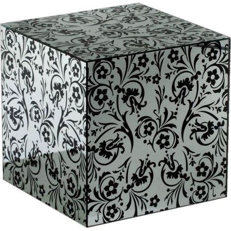 Mesa de centro con espejo damasco 40 x 40 x h 40 cm