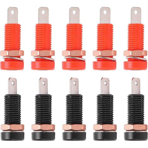 10 Bananenstecker, Messing, 4 mm Lochdurchmesser, maximaler Isolationswiderstand. 24-A-Buchsenanschluss.