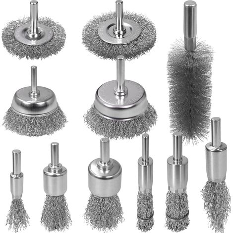 Brosse de nettoyage en fil d'acier au carbone pour perceuse, fil d'acier au carbone abrasif, tige de 1/4" pour enlever le métal, enlever la rouille et la peinture (1/5)