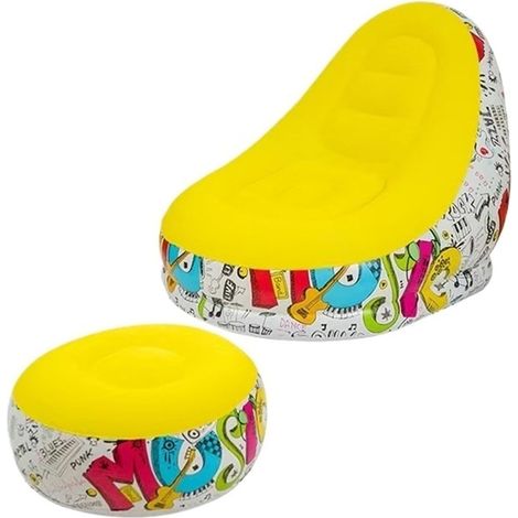 Tragbares aufblasbares Sofa – Dick beflocktes, bequemes Sofa für Camping, Zuhause und Freizeit (Gelb)