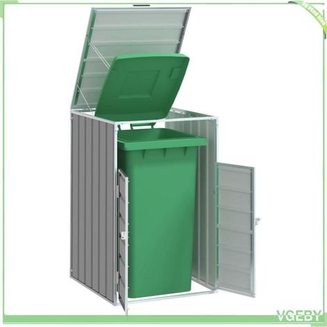 4006172 Rangement à roulettes pour poubelles pour bac unique gris acier (1/5)
