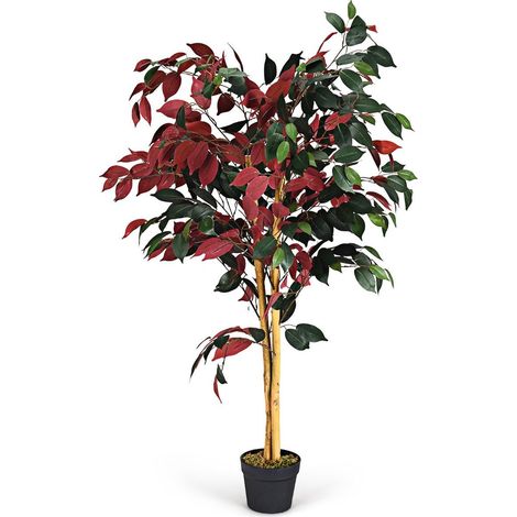 Arbol de ficus verde grande de 120 cm en maceta arbol artificial plantas verdes realistas (1/5)
