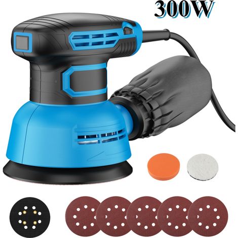 Ponceuse Excentrique - 300W - 125mm - 12000RPM - Ponceuse orbitale électrique Puissance - Collecte de poussière efficace - bleu (1/5)