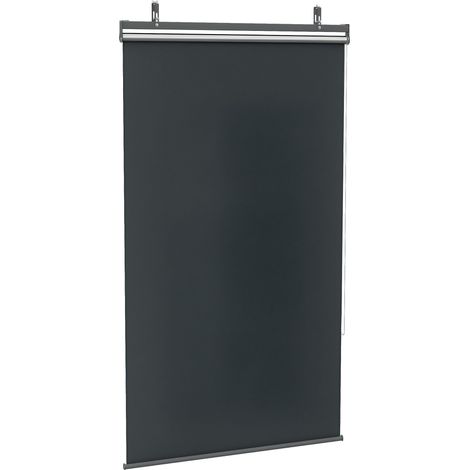 Store extérieur vertical store manuel rétractable installation sans perçage alu. polyester haute densité gris foncé