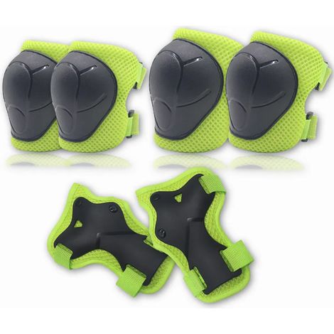 Genouillères pour enfants - 6 en 1 : genouillères, coudières et protège-poignets pour le vélo en ligne, le patin à roulettes et le skateboard - protection (vert) (1/5)