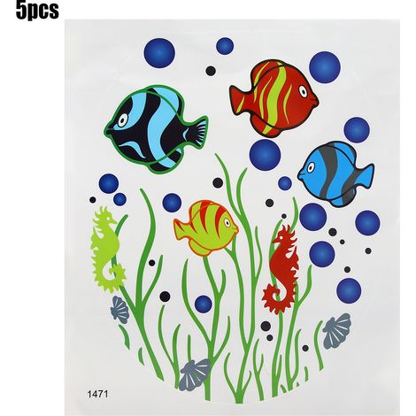 Autocollant Toilette Humour - Décoration Salle De Bain PVC Imperméable - Adhésif Amovible Mural - Lot De 5 Pièces (1/5)