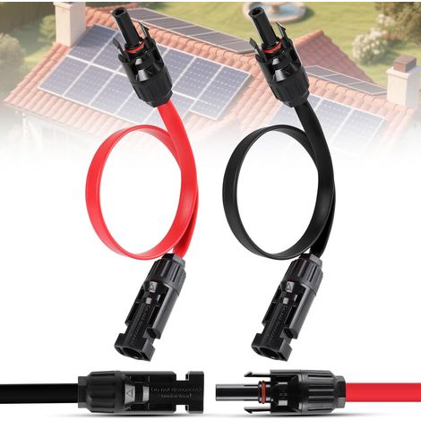 Lot de 2 Câbles Solaires Plats, Passe-fenêtre - Câble d'alimentation IP67, Câble PV flexible 4 mm² avec Fiche et Raccord, Câble MC4, Câble d'extension Plat pour Centrale de Balcon (1/5)