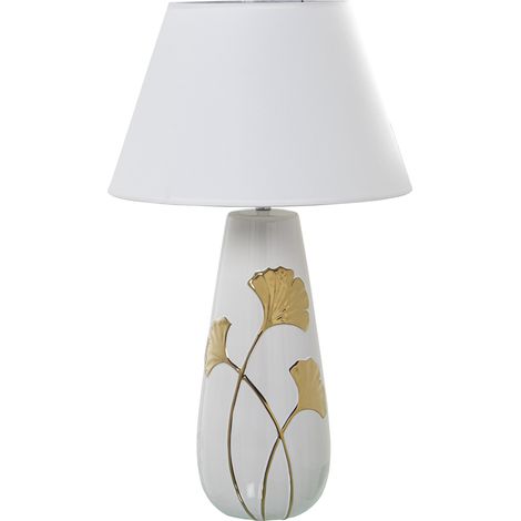 Lampe de Table en Céramique Blanc/Or+52825, 1Xe27, Max.60W °35X58 Cm, Base:°16X45 Cm (1/4)