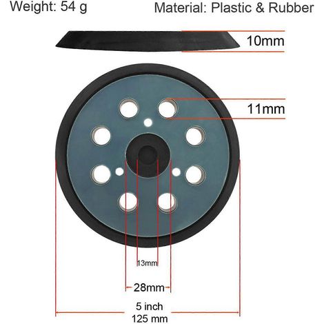 Lot de 6 plateaux de ponçage auto-agrippants de rechange de 12,7 cm (5 pouces) à 8 trous pour ponceuse Makita BO5010, BO5030/K, BO5031K, BO5041K et XOB01Z (1/5)