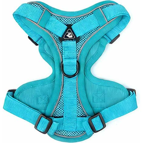 Harnais réfléchissant pour chien Harnais anti-traction pour chien Ensemble harnais et laisse Harnais rembourré doux et respirant pour petits, moyens et grands chiens (S) (1/5)