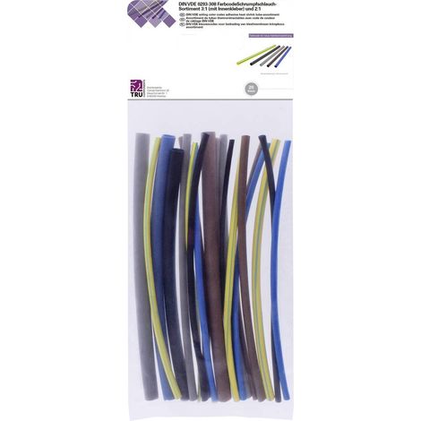 TRU COMPONENTS T1902CA044 Assortiment de gaines thermorétractables bleu, marron, gris, vert, jaune, noir Taux de retrei (1/3)