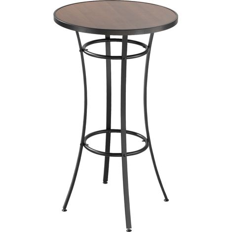 Table ronde de bar extérieur 60 cm, hauteur comptoir, bistrot terrasse, plateau facile à nettoyer, cadre en métal robuste, idéal petits espaces, cuisine. (1/5)