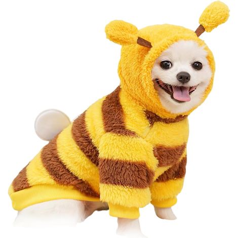 Dog Sweatshirt Bee Fleece Dog Hoodie Pet Clothes Coat Costume