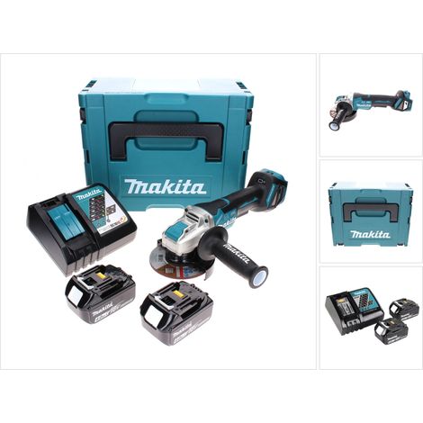 Makita DGA 519 RMJ Akku Winkelschleifer 18 V 125 mm Brushless X-Lock + 2x Akku 4,0 Ah + Ladegerät + Makpac (1/5)