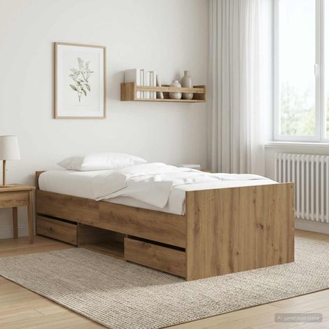 vidaXL Bed Frame with Drawer with Storage Artisian Oak Engineered Wood (1/5)