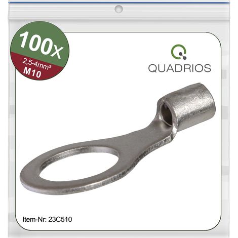 Quadrios 23C510 Ringkabelschuh Querschnitt (max.)=4 mm² Loch-Ø=10.5 mm Unisoliert 100 St. (1/5)