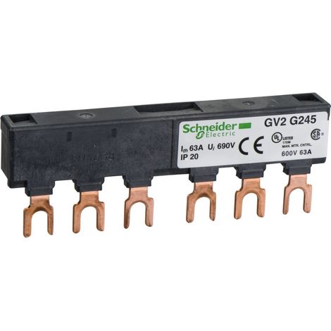Gv2g245 Peigne Tripolaire Pour Disjoncteur Moteur - 63a - 2 Dérivations - Pas 45 Mm - Schneider Tesys Gv (1/3)
