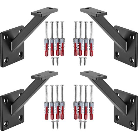 SOTECH Handlaufhalter VECTOR 45° Stahl schwarz pulverbeschichtet 58 x 96 x 75 mm Geländerhalter eckig Halter für Treppengeländer, 4er Set