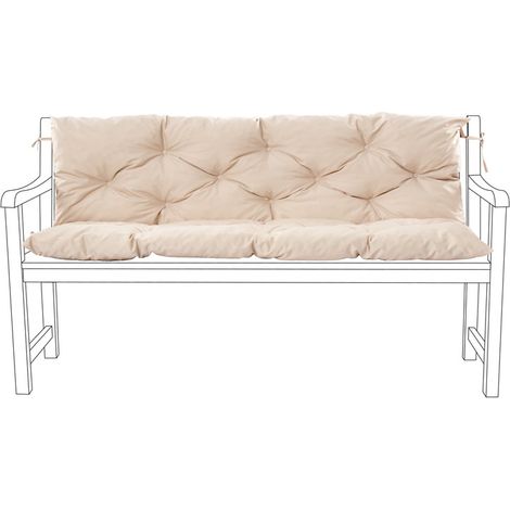 Gardenista - Sitzkissen für Gartenbänke, 110 x 45 cm wasserabweisende getuftete Sitz- und Rückenkissen, 2-Sitzer-Gartenbankpolster mit Füllung - Stein (1/5)
