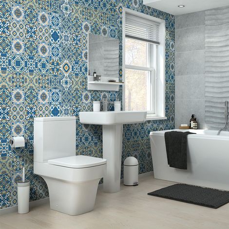 Sticker Mural Carrelage adhésif Cuisine Salle de Bain - 60 STICKERS CARRELAGES AZULEJOS LIDO - 60stickers10x10cm (1/5)