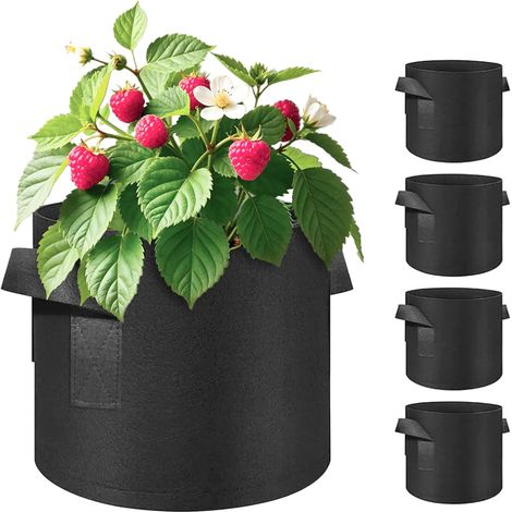 50er-Pack Pflanzsäcke mit stabilen Griffen und verstärkten Nähten, dickes Vliesmaterial, geeignet für alle Pflanzen, Gartenzubehör, 18 x 15 cm – Schwarz (1/4)