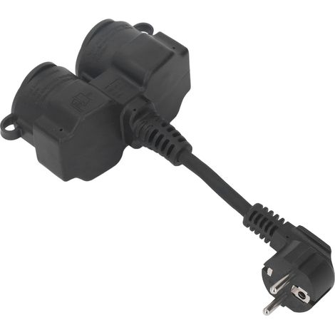 Prise Murale Double 2 Prises Répartiteur AC Câble Court 5cmx1,5mm² IP44 Étanche 16A (1/5)