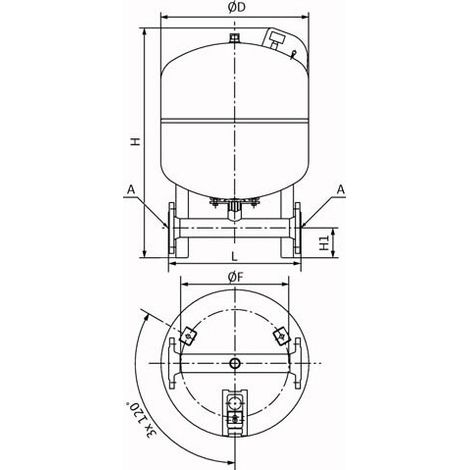 Wilo Membrandruckbehälter DT5 Duo m Duo Anschluss PN 16 100 l"-"41051419