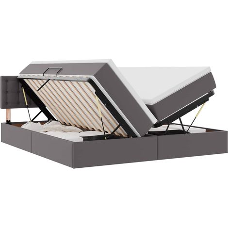 Maison Exclusive - Letto con Contenitore Grigio 200 x 200 cm Pelle Sintetica