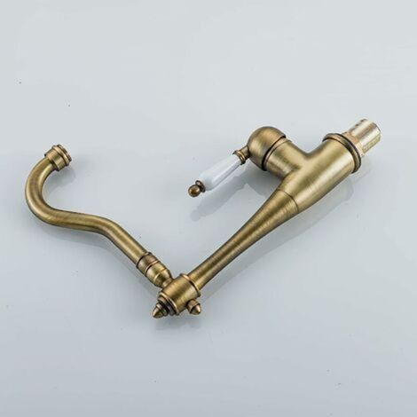Robinet de cuisine en laiton vintage, robinet de cuisine antique orientable à 360°, robinet d'évier maison de campagne à haute pression, robinet mitigeur de cuisine
