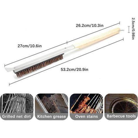 Brosse Pour Pierre À Pizza - Manche En Bois De Hêtre - Tête En Fil Métallique Rigide - Pour Nettoyage Après Cuisson - 1 Pièce (1/5)
