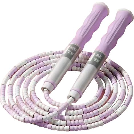 Corde à sauter en acier réglable, lourde et à perles, pour enfants, femmes et hommes, idéale pour le fitness (violette) (1/5)