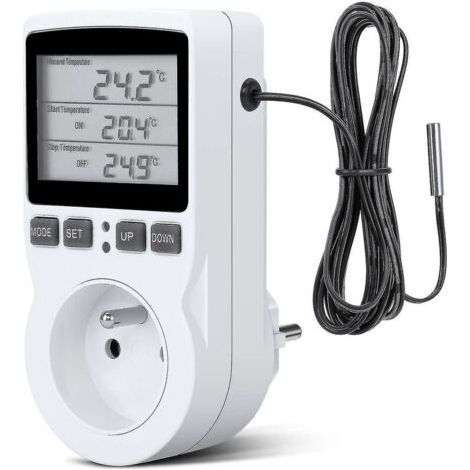 Regulateur Température Numérique, Prise Thermostat Chauffage Refroidissement Regulateur De Temperature Lcd, 230v Pour Régulateur Température Ferme à Effet Serre/Thermostat Terrarium(prise) (1/4)
