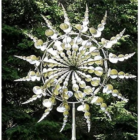 Kinetic Sculpture Moulin à Vent en Métal Unique Moulin à Vent Magique avec Jardin avec Acier Inoxydable Jardin Extérieur Spinners pour la Décoration de Patio (1/4)