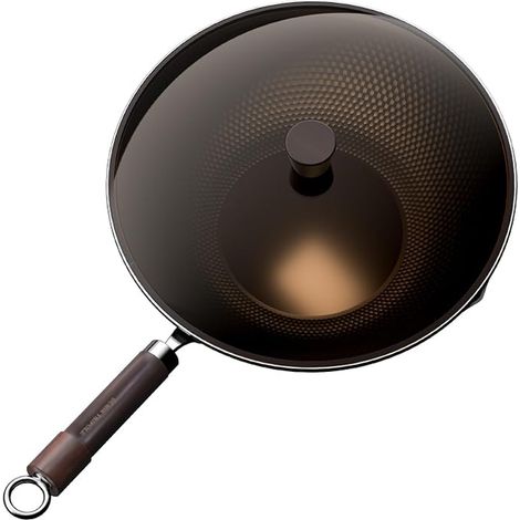 Carbon Steel Induction Wok, Flat Bottom with Lid, 30 cm (1/5)