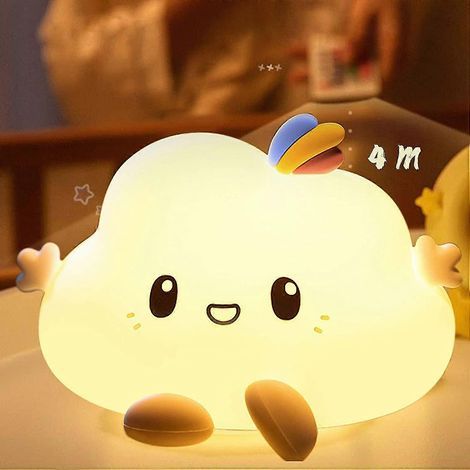Veilleuse nuage Yafido, lampe de nuit pour enfants avec télécommande, veilleuse à intensité variable avec fonction mémoire et minuterie pour chambre de bébé ou salon (1/4)