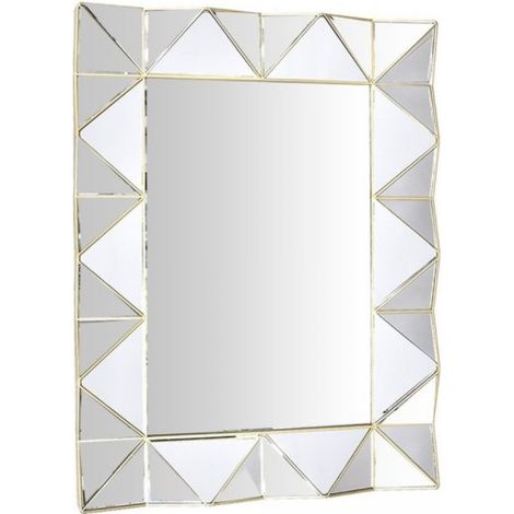 Specchio da parete con cornice specchiata e bordino colore oro 52x70H cm