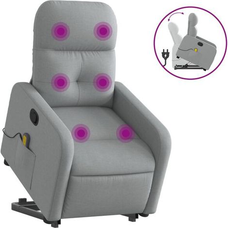 Chaise longue en tissu gris clair avec fonction de massage intégrée – Relaxation ergonomique, dossier inclinable et repose-pieds réglable (1/5)